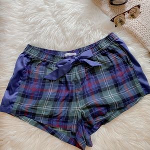 Abercrombie Blue and Green Plaid PJ Shorts